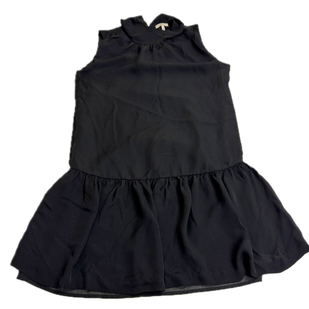 Joie Dress Womens Small Black Mini Silk Drop Waist Sleeveless‎ Mock Neck